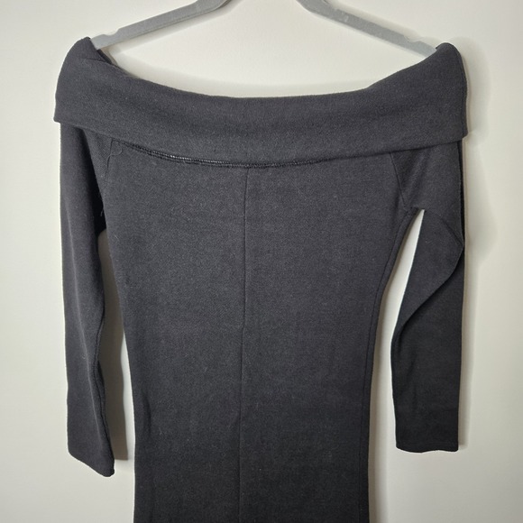 Zara Women's Soft Midi Sweater Dress Size S Black Long Sleeve Off Shoulder Goth - Picture 8 of 11